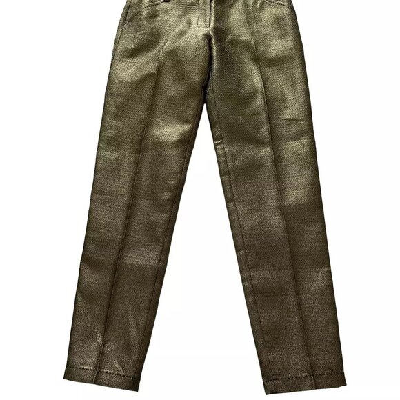 NWT Leon Max Max Studio Limited Edition Gold Glitter Shimmer Straight Leg Pant - Picture 2 of 5